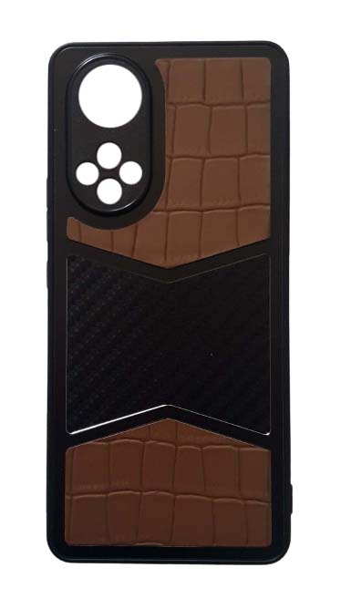 Чехол - накладка для Honor 50 / Huawei Nova 9 пластик Carbon / Leather brown