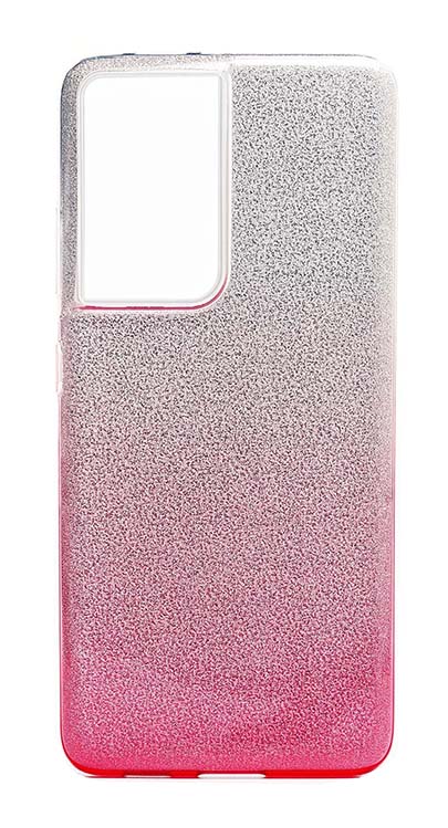 Чехол - накладка для Samsung S21 Ultra силикон Gradient Tinsel Pink
