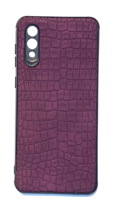 Чехол - накладка для Samsung A02 силикон Crocodile Skin Dark Red