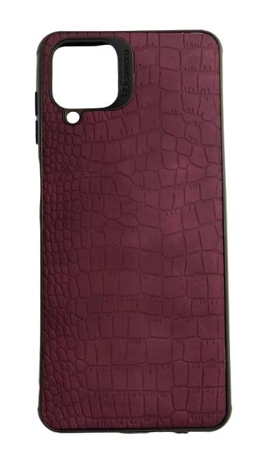 Чехол - накладка для Samsung A12 / M12 силикон Crocodile Skin Dark Red