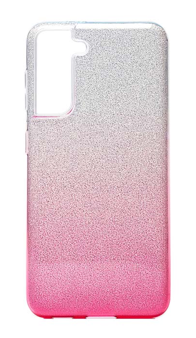 Чехол - накладка для Samsung S21 силикон Gradient Tinsel Pink