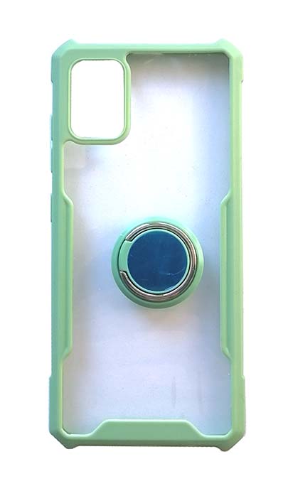 Чехол - накладка для Samsung A51 пластик Matt Thin TPU Green + Ring
