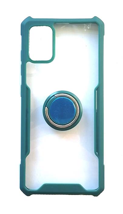 Чехол - накладка для Samsung A51 пластик Matt Thin TPU Dark Green + Ring