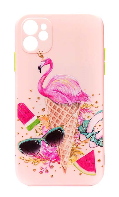 Чехол - накладка для iPhone 11 силикон Flamingo fashion pink