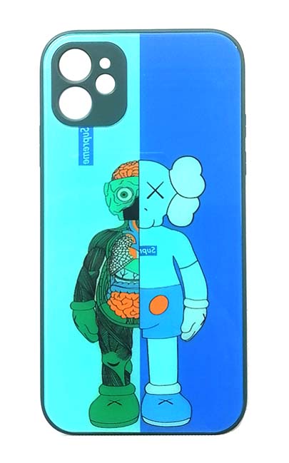 Чехол - накладка для iPhone 11 силикон Glass KAWS blue