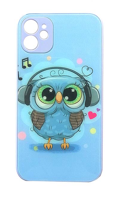 Чехол - накладка для iPhone 11 силикон Glass Cute Owl