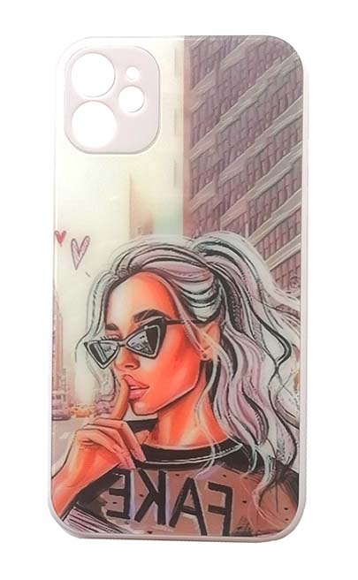 Чехол - накладка для iPhone 11 силикон Glass Fashion Girl