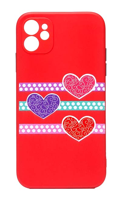Чехол - накладка для iPhone 11 силикон Hearts red
