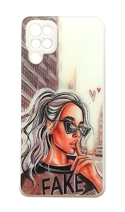 Чехол - накладка для Samsung A12 / M12 силикон Glass Fashion Girl