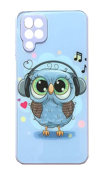 Чехол - накладка для Samsung A12 / M12 силикон Glass Cute Owl