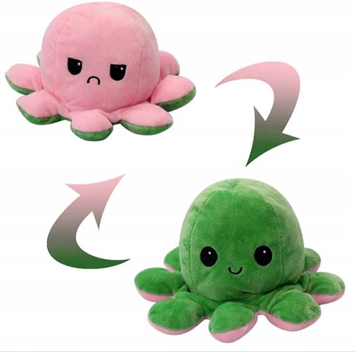 Мягкая игрушка двухсторонний осьминог перевертыш Big (pink / green)