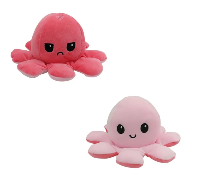 Мягкая игрушка двухсторонний осьминог перевертыш Big (light pink / pink)