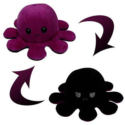 Мягкая игрушка двухсторонний осьминог перевертыш (purple / black)