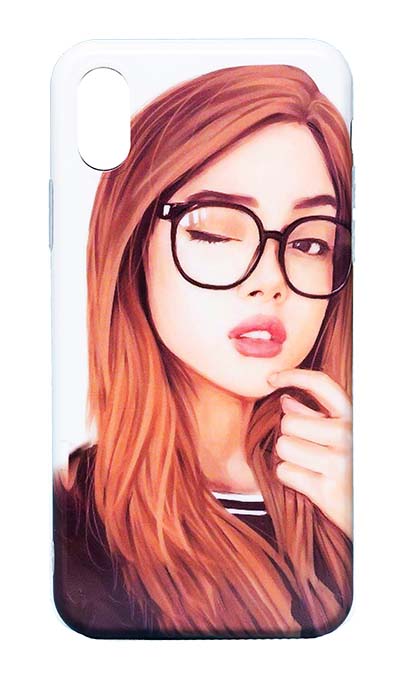 Чехол - накладка для iPhone X / XS силикон Girl in Glasses