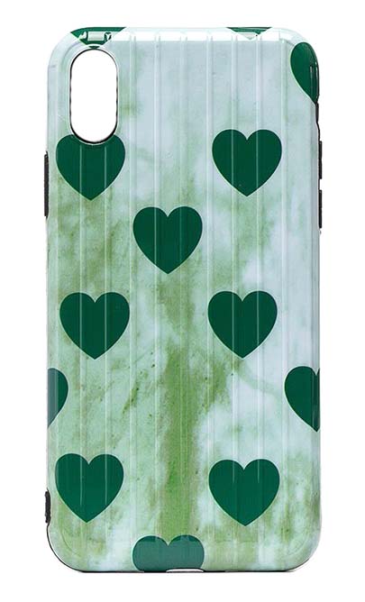 Чехол - накладка для iPhone X / XS силикон Big Hearts Green